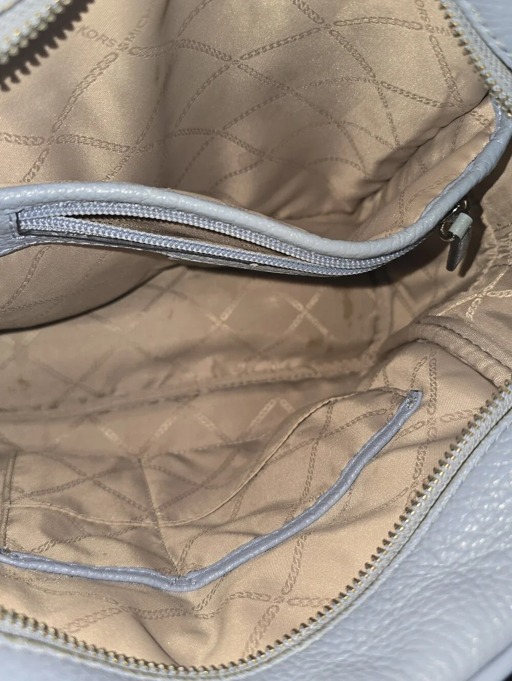 Michael Kors Powder Blue Pebbled Leather Backpack